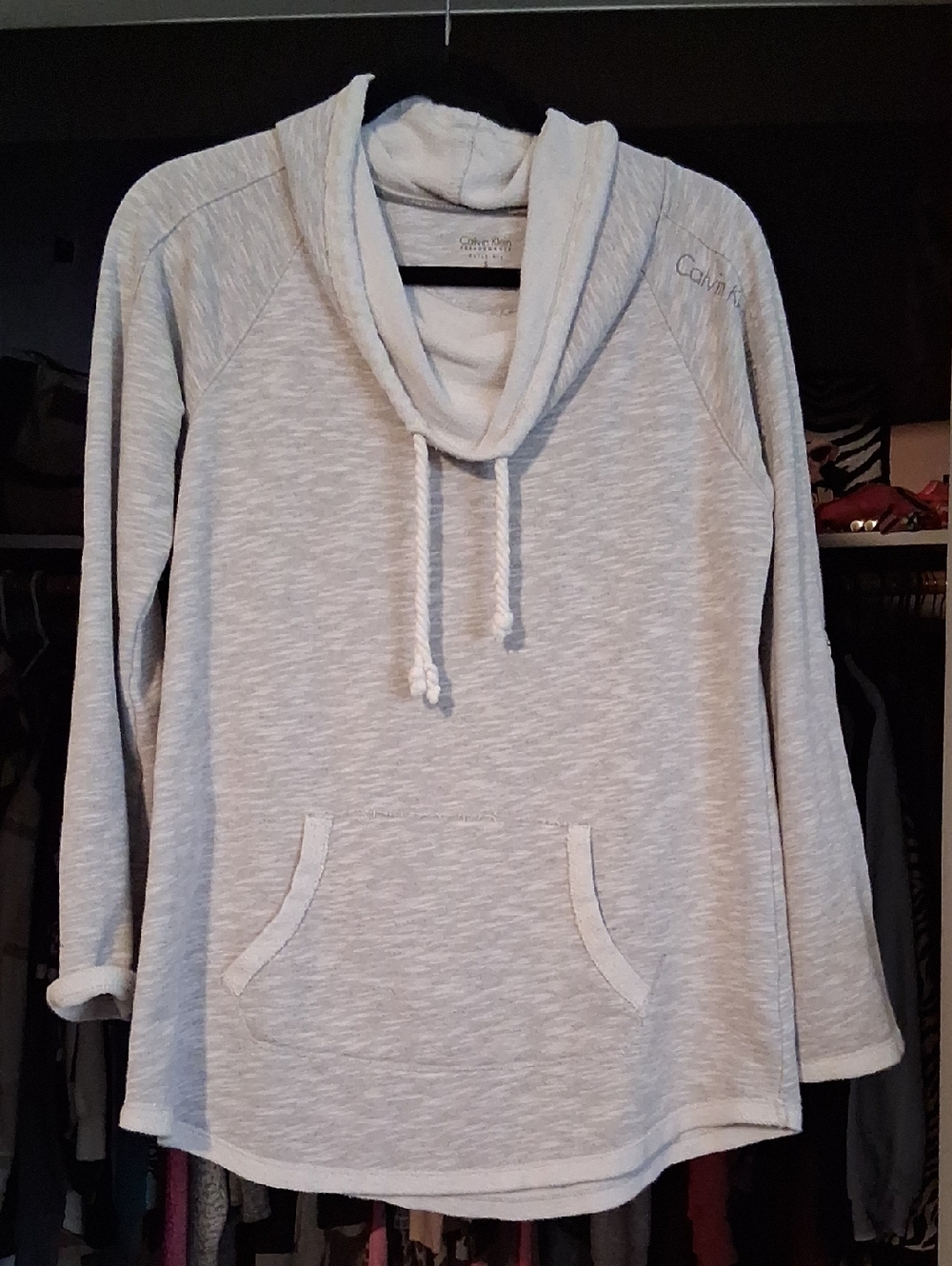 Calvin Klein Heather Gray Cowl Neck Pullover